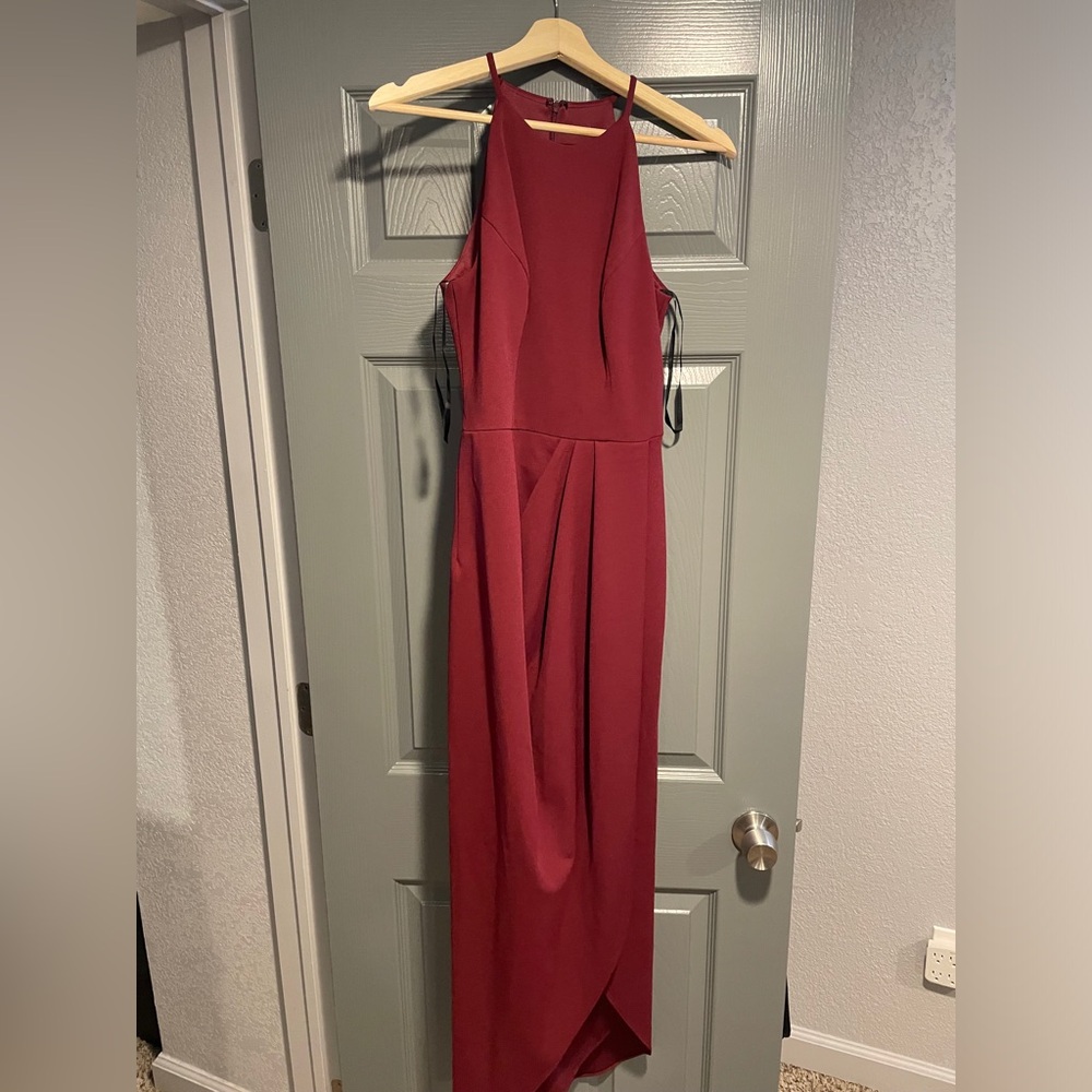 BHLDN Marceau High-Low Crepe Dress Bordeaux Size 4